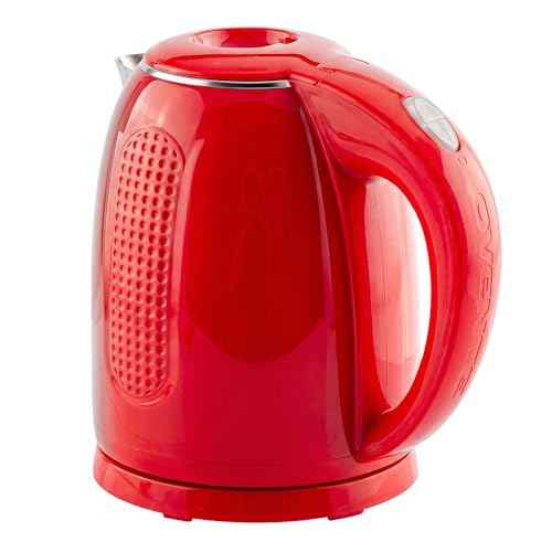 Image of OVENTE 1.7L Double Wall Electric Tea Kettle, 1100W Power, Red KD64R | Water Boiler with Cool-Touch Exterior, Stainless Steel Interior, Auto Shut-Off, Boil-Dry Protection & Locking Lid, Easy Clean