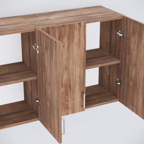 Image of Door Multipurpose Storage Cabinet & Adjustable Shelf | Space Organizer | Termites Resistance | Wall Mounted for Office, Kitchen Finish (Cochwood Brown, Door 4)