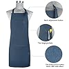 Oven Mitts and Pot Holders with Cooking Apron Set of 5, Heat Resistant Kitchen Gloves and Silicone Non-Slip Potholders, Adjustable Neck Buckle Chef Apron, Cotton Nice Design for Cooking （Navy… #5