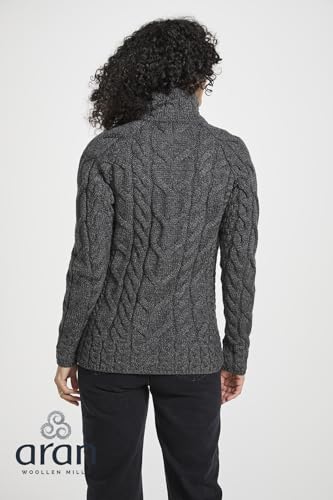 Irish Shaped Zipper Merino Wool Cardigan Sweater with Mock Turtleneck Made in Ireland3