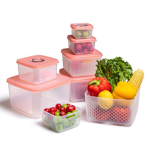 ANJUKE 6 peças recipientes herméticos para alimentos, BPA-Free frascos de cozinha armazenamento para manter as bagas de frutas, legumes e carne fresca por mais tempo, adequado para máquina de lavar