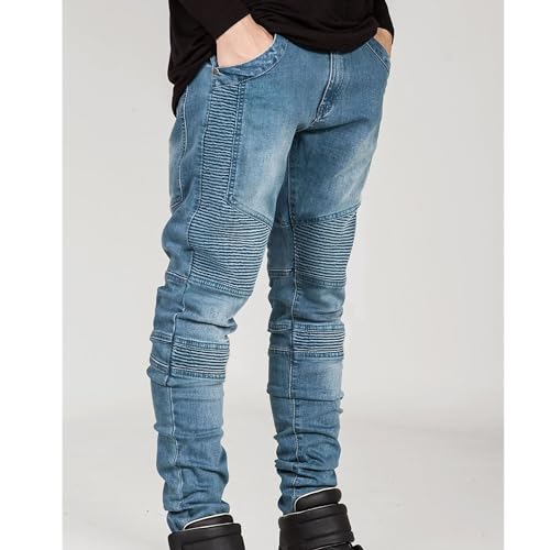 Men's Regular Fit Flex Jeans Biker Deco Washed Denim Pants Slim Fit Motorcycle Skinny Jean2