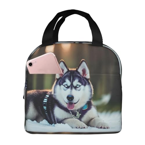 WOPQS Husky Lunch-Tasche für Hunde, Bento-Tasche, für Erwachsene, Büro, tragbar, isoliert, auslaufsicher WOPQS Husky Lunch-Tasche für Hunde, Bento-Tasche, für Erwachsene, Büro, tragbar, isoliert, auslaufsicher