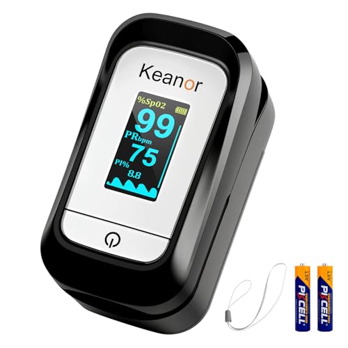 Keanor - Pulse Oximeter Heart Rate Oxygen Monitor with Rotating TFT Display Accurate SpO2 and Pulse Rate Portable Oxygen Meter Finger Monitor for Adults and Kids Home Use