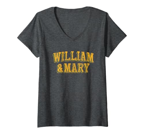Womens William & Mary Tribe Retro Arch Dark Heather V-Neck T-Shirt