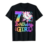 Roller Skate Rainbow 7th Birthday Girl 7 Years Kids Gift T-Shirt
