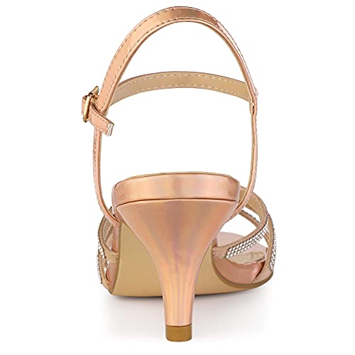 Allegra K Women's Ankle Strap Rhinestone Kitten Heel Sandals3