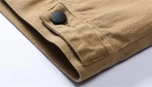 Generic Men's Denim Jacket Cargo Khaki Jean Coats Button Casual Vintage Outerwear, Medium, 659 Apricot4