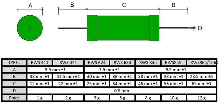 RB59-0R33-5% - RESISTANCE BOBINEE 0.33 OHMS 3 WATTS 5% (RWS411) - Seta