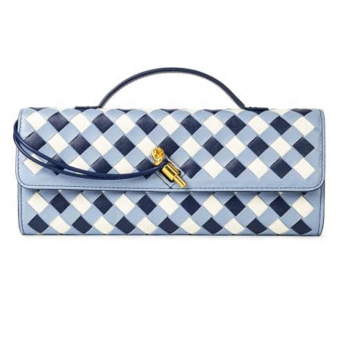 Image of Joryin Woven Purse for Women Evening Clutch Woven Leather Handbags Crossbody Bag Purse Formal Evening Bag, Vegan Leather