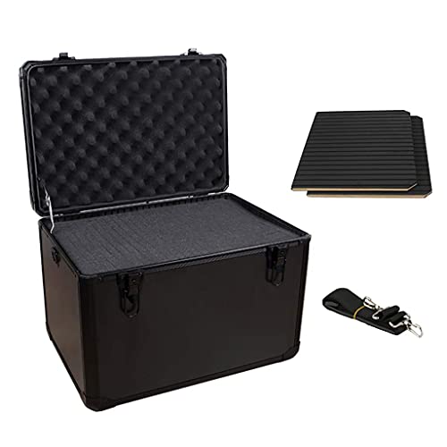 XBSXP Small Hard Equipment Case, Portable Tool Box Briefcase Storage Box Lockable Carrying Cases for Workplace and Family (Black)
