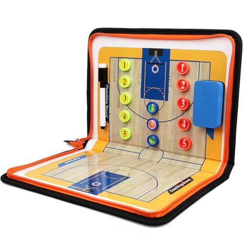 ZONSUSE Tableau Tactique Basketball, Tableau Portable D'entraîneur de Basketball, Tableau Magnétique Basketballs, avec Marqueurs, Gommes, Équipe Magnet, pour...