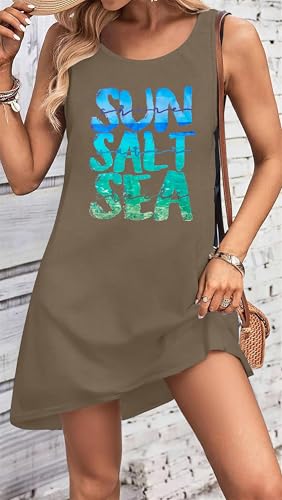 Image of Sun Salt Sea Summer Tank Dress for Women 2026 Beach Dresses Vacation Graphic Dress Hawaiian Tank Dresses