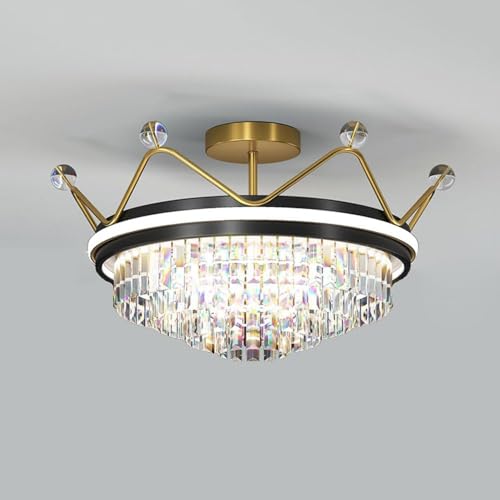 Suspension LED 34W en cristal de luxe et or noir pour sublimer votre intérieur moderne
