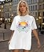 Sunshine Oversized T Shirt for Women Palm Tree Print Summer Casual Shirts Tropical Hawaiian Beach Party Shirt Top Teess（Large,White