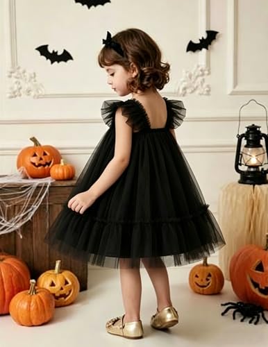 Image of Arshiner Toddler Tulle Dress for Girls Layered Tutu Ruffle Dresses Swing Twirly Fairy Summer Birthday Party Wedding Sundress
