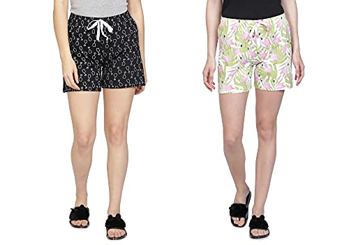 Image of Club A9 Women's Regular Fit Cotton Printed Shorts