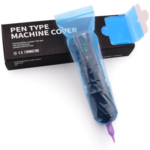 300pcs Tattoo Machine Covers Sealable Type - Clear 2.4×8 Inch Tattoo Pen Covers Machine Bags Sleeves for Cartridge Tattoo Machine - Professional Tattoo Supplies & Accessories (Blue (2.4×8 inch))