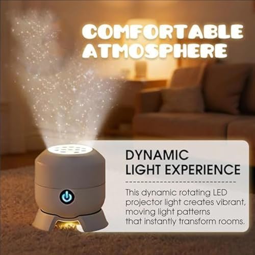 Dynamic Rotating LED Projector Light, Smart USB Rechargeable LED Projector Night Light, Snowflake/Christmas/Ocean Projector for Bedroom with Fish and Under The Sea Effects (Ocean,Rechargeable) - 3