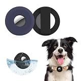 YOURKAY Airtag - Collar de silicona para perros, 2 unidades, collar GPS, gato, perro, impermeable, colgante Airtag compatible con collares para perros y gatos (azul + negro)