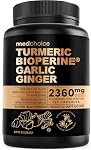 Suppléments de Curcuma et Ail 4-en-1 avec Bioperine 2360 mg Capsules de Racine de Curcuma Gingembre avec Ail pour le Soutien des Articulations, de la Digestion & de l'Immunité (120 ct)