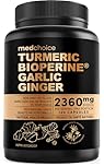 4-in-1 Turmeric and Garlic Supplements with Bioperine 2360 mg Turmeric Ginger Root Capsules with Garlic for Joint, Digestion & Immune Support (120 ct)