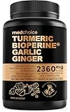 4-in-1 Turmeric and Garlic Supplements with Bioperine 2360 mg Turmeric Ginger Root Capsules with Garlic for Joint, Digestion & Immune Support (120 ct)