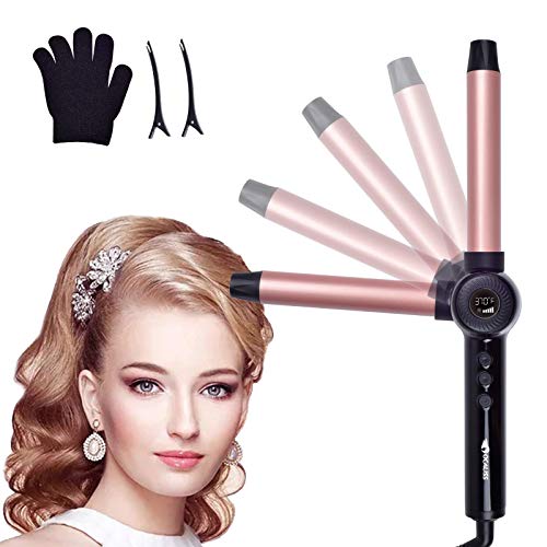 Curling Iron 1 Inch Foldable Hair Curler with Ceramic Coating Barrel, Professional Adjuatable Angle Curling Iron Instant Heat up to 450°F Dual Voltage Adjustable Temp with LCD Display