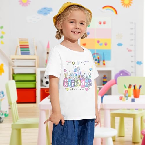 Image of Birthday Girl Shirt Kids Birthday Princess T-Shirt Toddler Girls Birthday Party Tee Cute Birthday Family Tee Tops