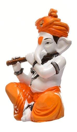 NRSON® Handcrafted Lord Ganesh Playing Basuri Ganesha ganpati ji Idol Murti for Pooja,Gift, Office Desk& Home Decor,Table Decor showpiece for Living Room Statue for Entrance 1
