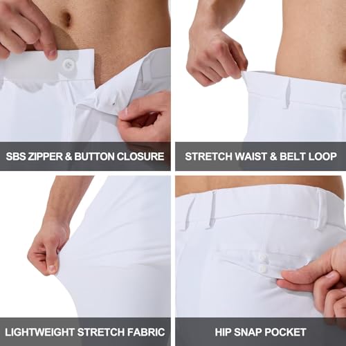 QPNGRP Men's Golf Pants 30"/32"/34" Inseam Lightweight Stretch Work Dress Pants White 40Wx32L — view 5