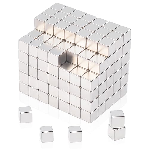 MIN CI Lot de 200 aimants en néodyme extra puissants, mini 5 x 5 x 5 mm pour tableau magnétique, aimants pour réfrigérateur, photos, tableau blanc