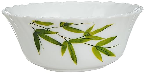 Image of Larah by Borosil Bamboo Leaves Fluted Series Opalware Dinner Set | 12 Pieces for Family of 4 | Microwave & Dishwasher Safe | Bone-Ash Free | Crockery Set for Dining & Gifting | Plates & Bowls | White