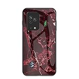 BAILI Funda para Black Shark 5 Marmol Case Tapa Trasera de Cristal Templado con TPU Edge Carcasa para Black Shark 5