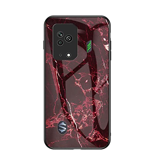 BAILI Funda para Black Shark 5 Marmol Case Tapa Trasera de Cristal Templado con TPU Edge Carcasa para Black Shark 5