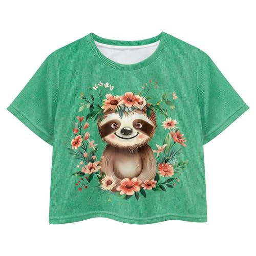 Image of 4th of July Shirt for Girls 7-8 Years US Flag Crop Tops Kids Outfit Independent Day Graphic Tee-