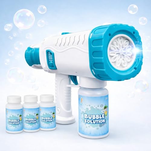 Image of CONFIDENCE Bubble Maker Machine Gun Toy for Kids Bubble Gun Toy for Boys and Girls Automatic Bubble Blaster Toy Gun with 4Pcs Bubble Solution Bottles