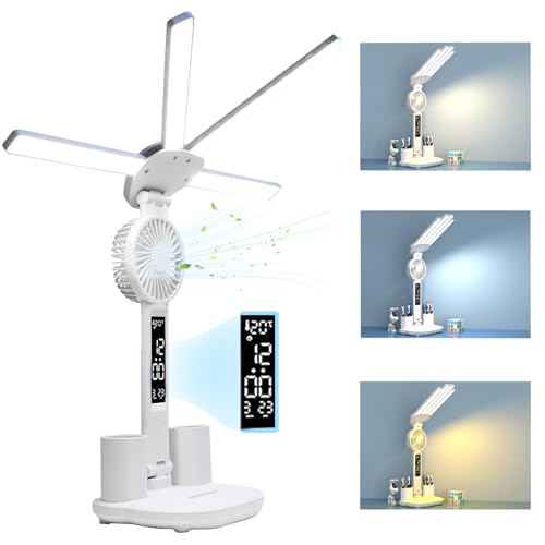 Viscogrip FS-12 Led Desk Lamp With Fan, Desk Lamp For College Dorm, Desk Lamp With Usb Charging Port, Three Modes Dimming Foldable Quad Desk Lamp cover