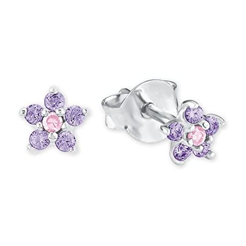 Prinzessin Lillifee Ohrstecker 925 Sterling Silber Mädchen Kinder Ohrschmuck, mit Zirkonia synth., 0,5 cm, Lila, Stern, Kommt in Schmuck Geschenk Box, 2021109 Cover