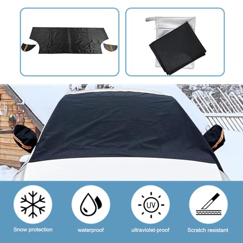 Image of 1 PC Car Windshield Snow Cover, Wiper Front Window Protector Windshield, 94.5 inch x 57.3 inch Car Front Window Protector Accessories, Universal for Most Cars (Black)
