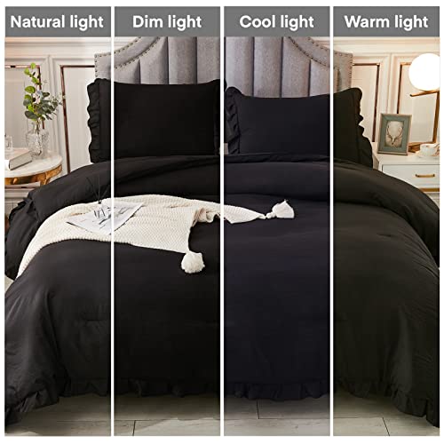 Andency RUFFLE BLACK K King Size Comforter Set thumb #6