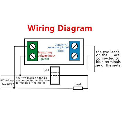 6 in 1 AC Monitor D69-2058 AC Digital Voltage and Current Power Frequency Factor Electricity Meter Multi-Function Power Monitor, black