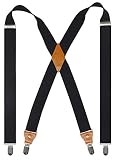 Doloise Adjustable Elastic X Back Style Suspenders for Men's and Women's With Strong Metal Clips (Black)