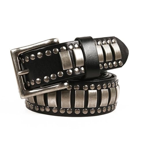 Studded Belt Punk Rock Bright Metal Rivet for Women Men Leather Waist Strap Gothic Accessories for Jeans Pants Dress