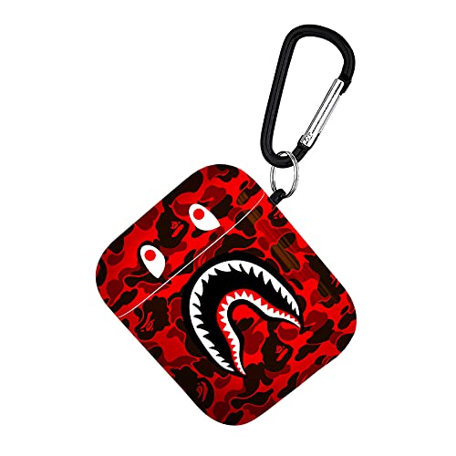 Fashion Camo Shark Airpods Case Compatible With Airpods 1St/2Nd Durable Shockproof Wireless Earphone Case With Key Chain For Girls Boys Custom Headphone Case -1 #TOP1