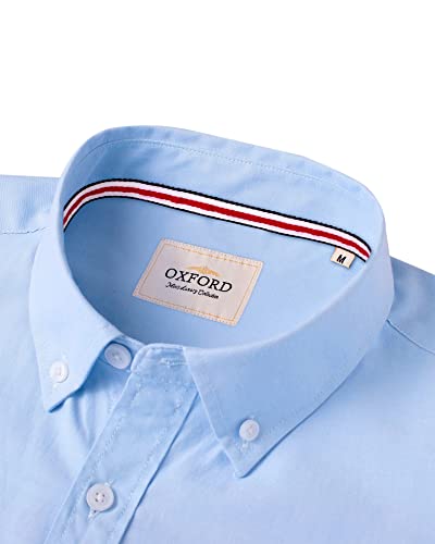 Image of Alimens & Gentle Mens Solid Oxford Shirt Long Sleeve Dress Shirt Work Casual Button Down Shirts with Pocket