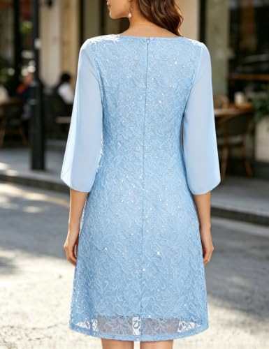 Image of COOAN Wedding Guest Cocktail & Formal Dresses for Women - Lace Sequin Dress