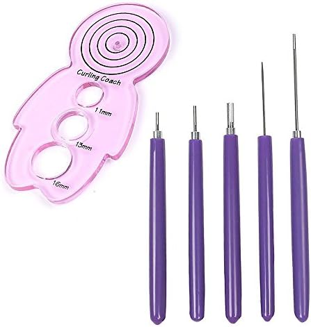 Asayu 5 Pack Different Size Paper Quilling Slotted Tools and 1Pcs Quilling Curling Coach