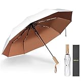 XGVO-IU Umbrella, Umbrellas for rain Travel umbrella compact portable umbrella, Wrindproof Quick-dry Strong automatic folding white umbrella