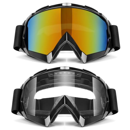 Lievermo Motorcycle ATV Dirt Bike 2-Pack Motocross Ski Goggles MX Riding UTV...